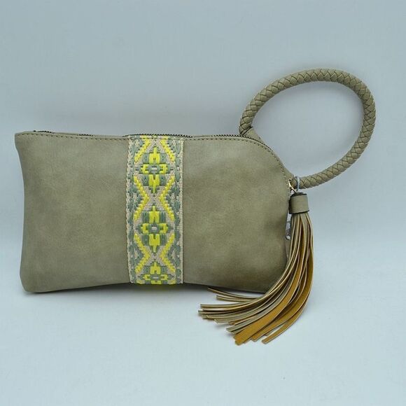 Cute Braided Ring Tassel Handle Wristlet - Picture 1 of 8
